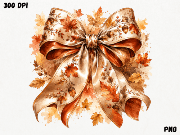 Download Elegant Fall Floral Bow Watercolor PNG, - Elegant Collection
