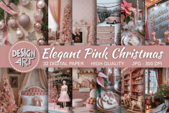 Download Elegant Pink Christmas Junk Journal Page - Elegant Collection