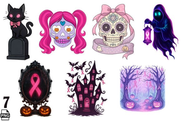 Download Spooky Halloween Pink Ribbon PNG Bundle - Bundle Collection