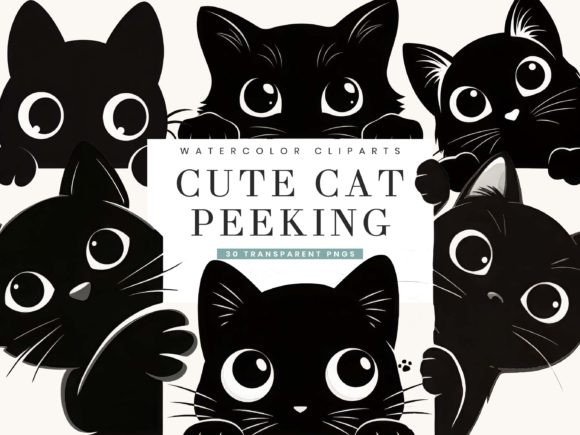 Download Black Cat Peeking Clipart Bundle - Bundle Collection