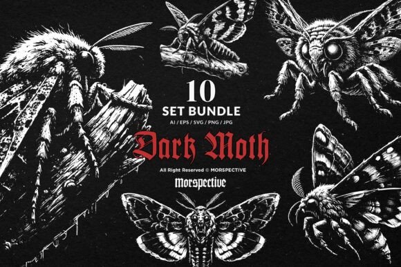 Download 10 Bundle Dark Art Moth Skull Wings - Bundle Collection