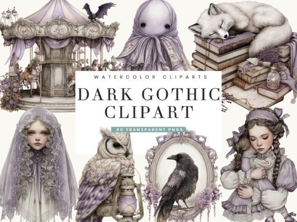 Download Watercolor Dark Gothic Clipart Bundle - Bundle Collection