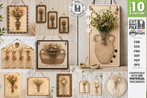 Download DIY String Art Wall Vase Laser Bundle - Bundle Collection