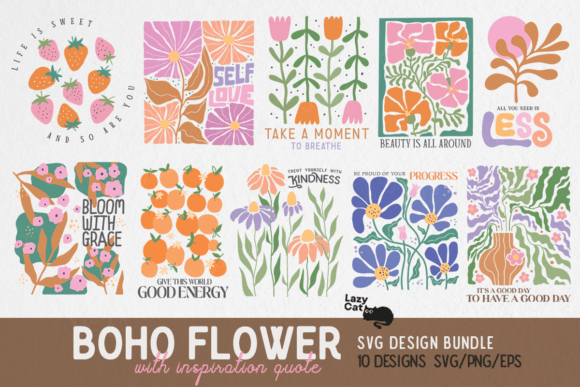 Download Boho Flower Inspiration Quote SVG Bundle - Bundle Collection