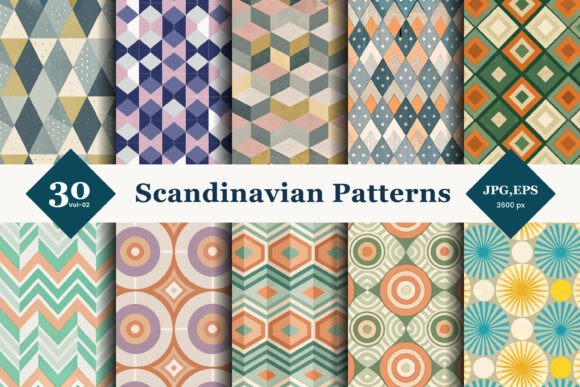 Download Scandinavian Geometric Seamless Patterns 02 - Scandinavian Collection