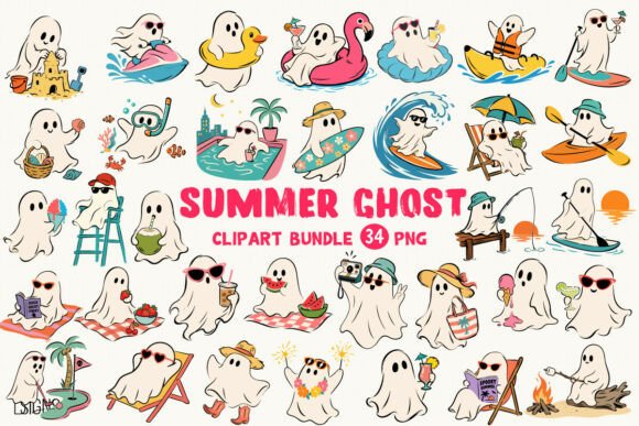 Download Summer Ghost Halloween Clipart Bundle - Bundle Collection