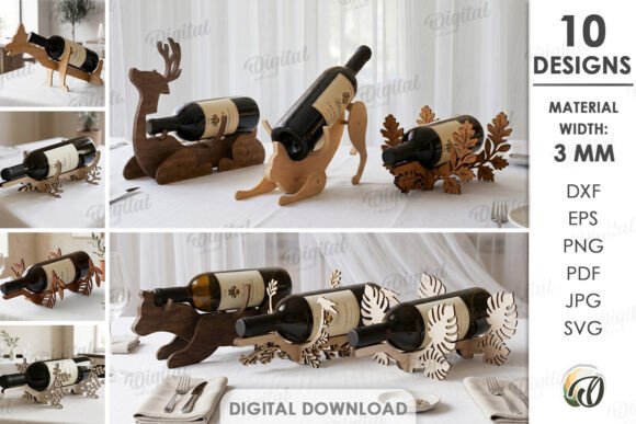 Download Wine Bottle Holders Bundle Laser Cut - Bundle Collection
