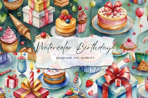 Download Watercolor Birthday Background Bundle - Bundle Collection