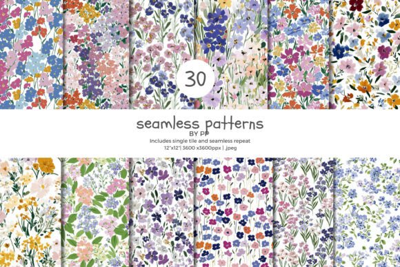 Download Wildflower Seamless Pattern Bundle - Bundle Collection