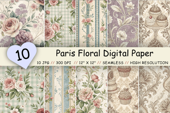 Download Paris Floral Digital Paper Pack, Elegant - Elegant Collection