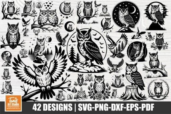 Download Owl SVG Bundle, Laser Cut Owls, PNG, DXF - Bundle Collection