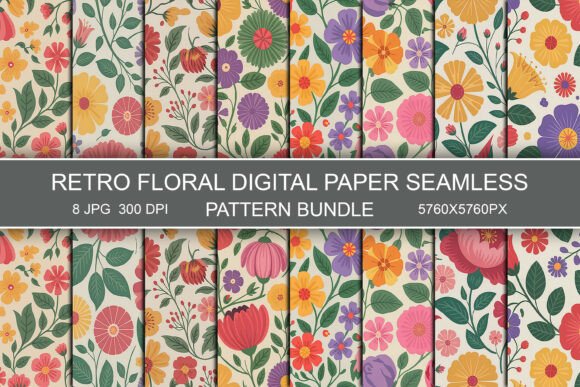 Download Retro Floral Seamless Pattern Bundle - Bundle Collection