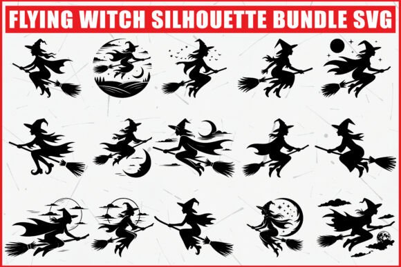 Download Flying Witch Silhouette SVG Bundle - Bundle Collection