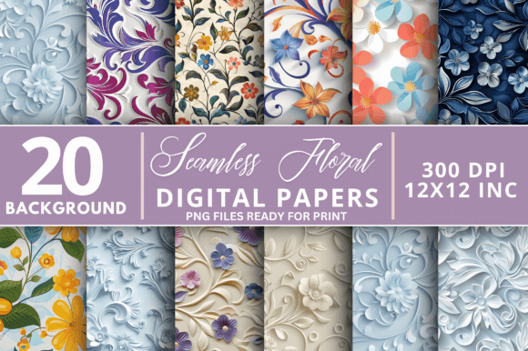 Download Floral Digital Paper Backgrounds Bundle - Bundle Collection