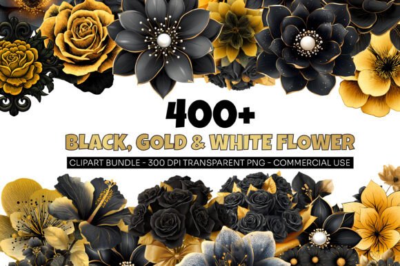 Download 421 Golden Flower Clipart Bundle Png - Bundle Collection