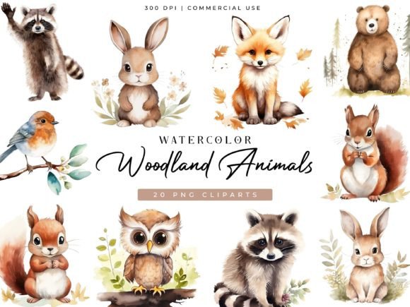 Download Woodland Animals Digital Clipart Bundle - Bundle Collection