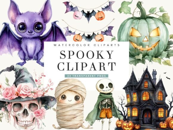 Download Watercolor Spooky Clipart Bundle - Bundle Collection