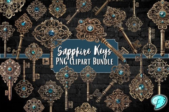 Download Ornate Sapphire Keys PNG Clipart Bundle - Bundle Collection